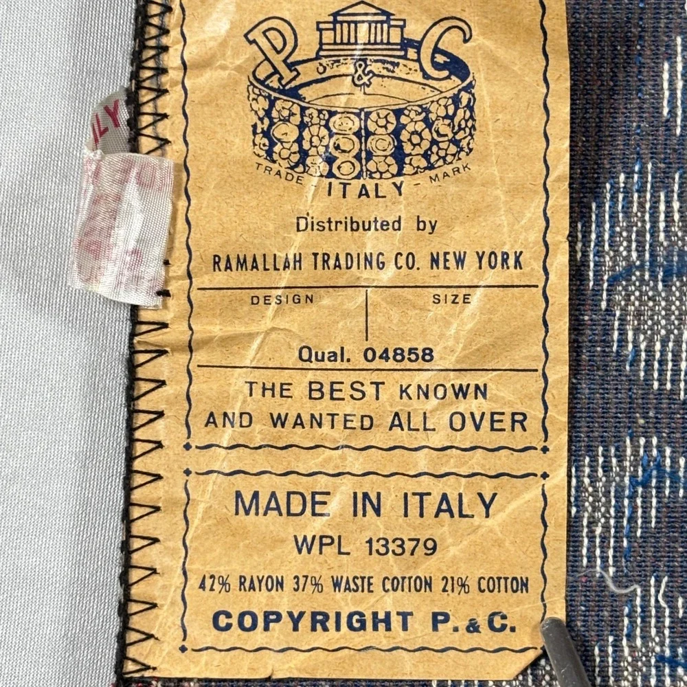 Ramallah Trading Co Vintage Wall Hanging Rug Italy Blue Bighorn Sheep 39x19